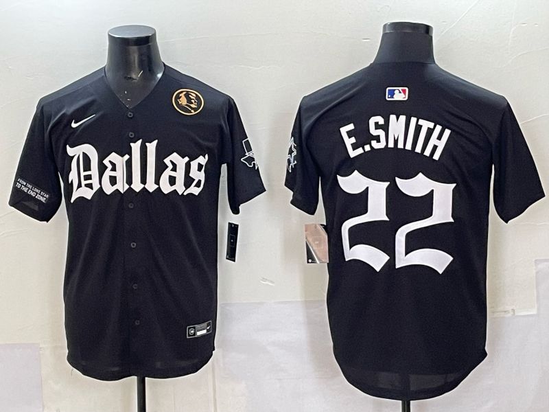 Men 2025 Nike Dallas Cowboys #22 E.Smith Black 5th generation Joint Name Limited NFL Jersey 017